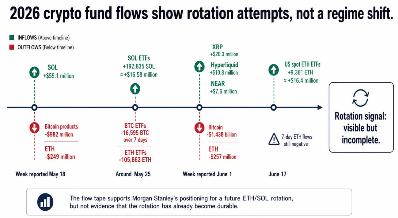 2026 crypto fund flows show rotation attempt, not a regime shift