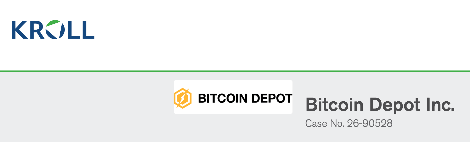 Kroll Bankruptcy Screenshot from the Bitcoin Depot Case. 