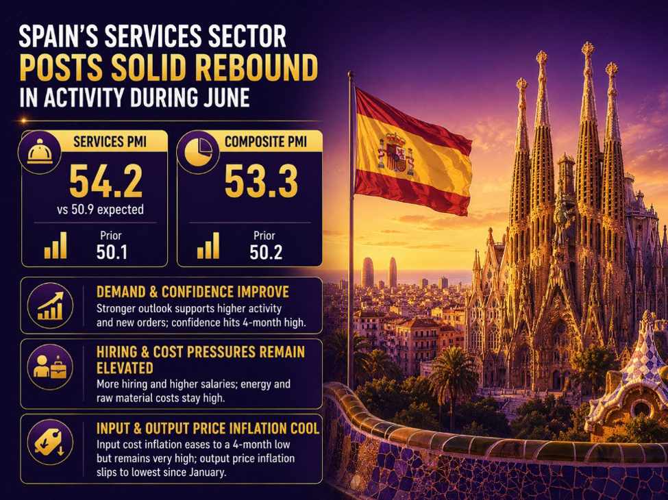 Spain services activity growth recovers strongly in June