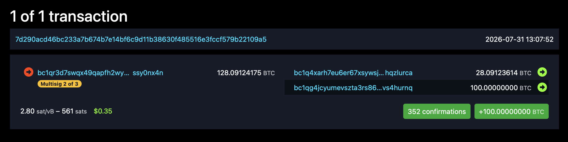 Bitcoin address transfer screenshot 