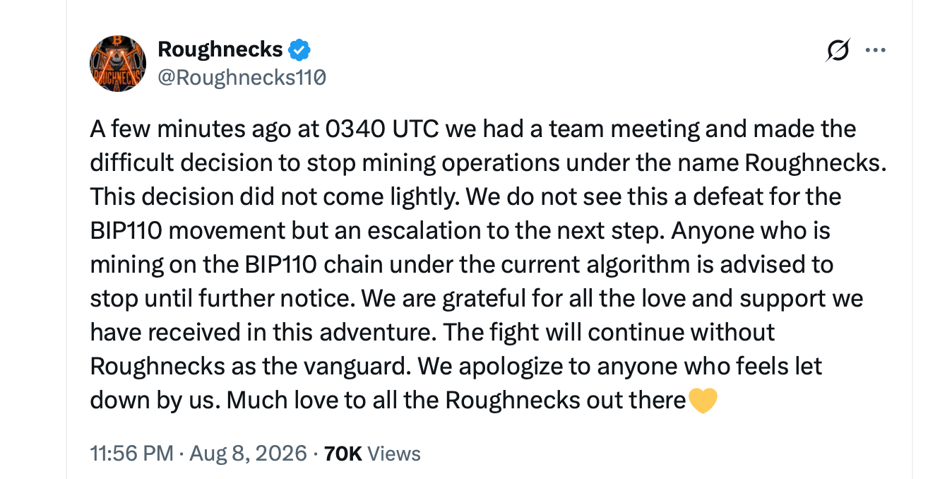 Roughnecks X post screenshot. 