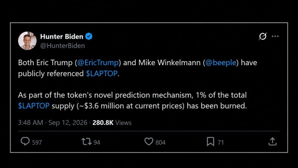 Hunter Biden’s LAPTOP Burns $3.5M After Eric Trump and Beeple Mentions Hunter Biden's LAPTOP Burns $3.5M After Eric Trump and Beeple Mentions
