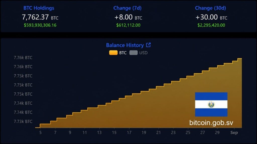 El Salvador’s Bitcoin Stash Grows to 7,762 BTC Despite IMF Reservations El Salvador's Bitcoin Stash Grows to 7,762 BTC Despite IMF Reservations