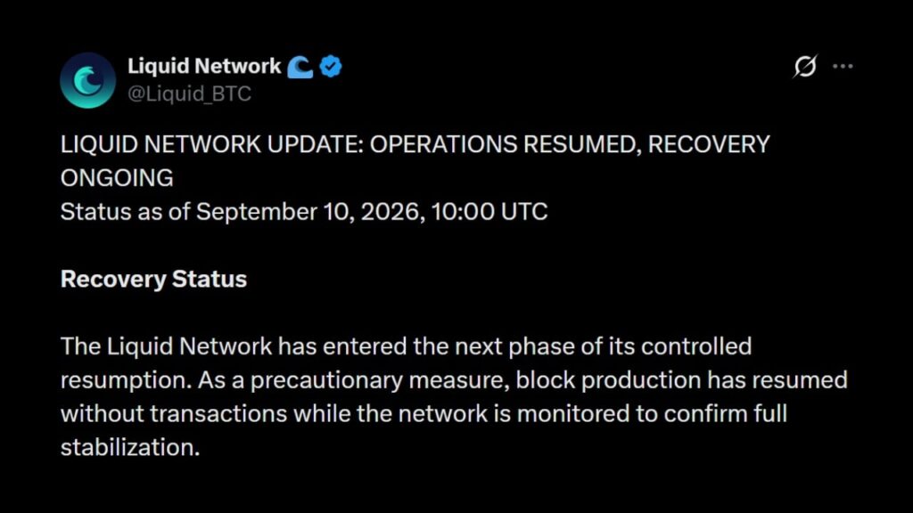 Liquid Network Resumes Block Production After 4,000 BTC Exploit – Bitcoin News Liquid Network Resumes Block Production After 4,000 BTC Exploit
