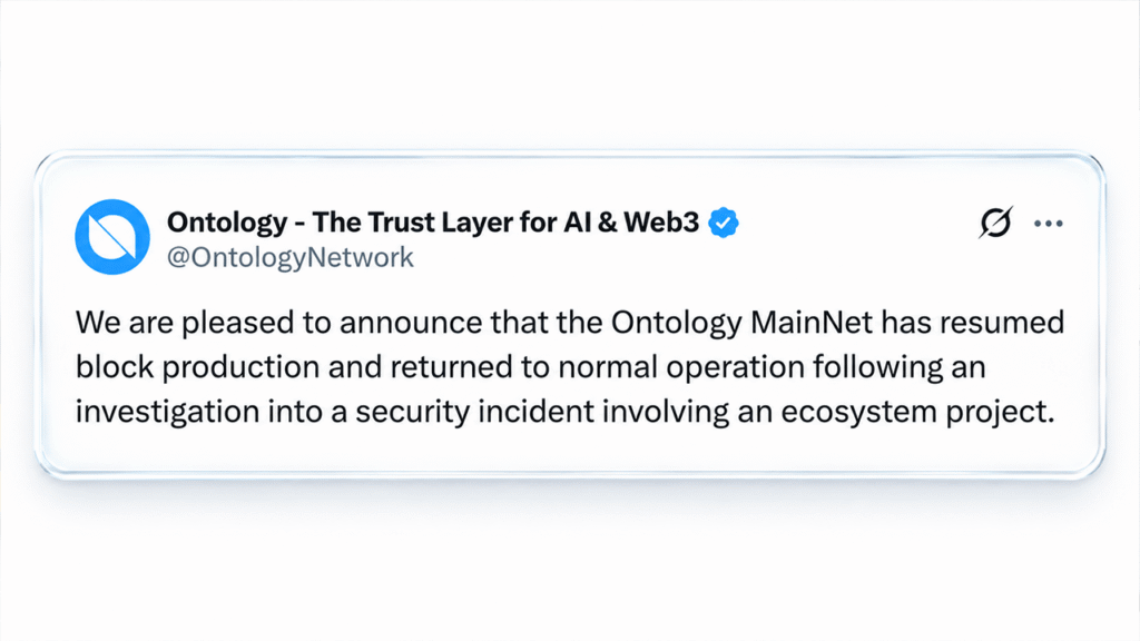Ontology Halts L1 Blockchain for 41 Hours Over an Unknown Threat Ontology Halts L1 Blockchain for 41 Hours Over an Unknown Threat