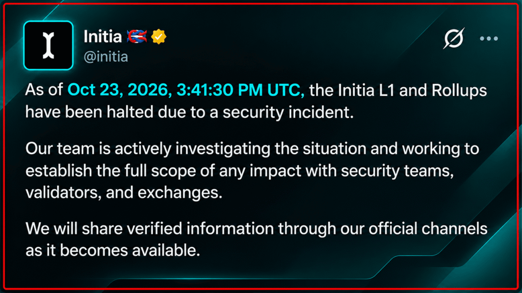 Hacker Prints $2.7M in Crypto as Initia Blockchain Grinds to a Halt